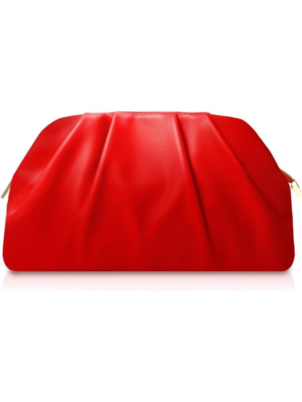 👜 Women's Red Soft Pleated PU Wedding Clutch Elegant Evening Clutch Purse